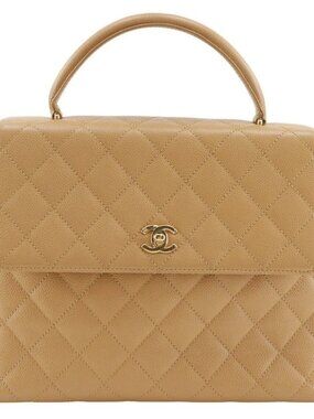 CHANEL Top handle bag Handbag A12397 Matelasse beige Caviar skin Women